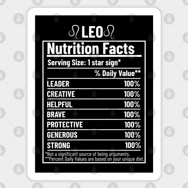 Leo Nutrition Facts Label Magnet by HobbyAndArt